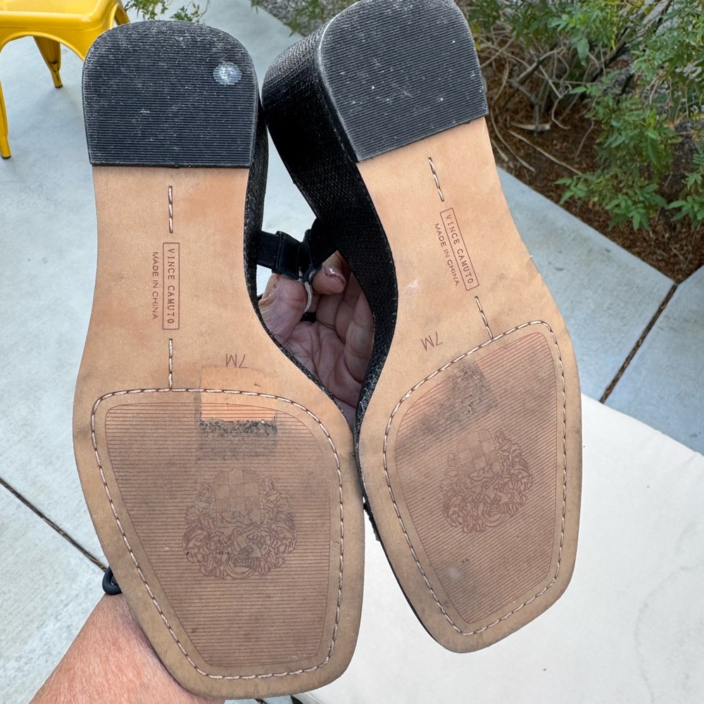 Vince Camuto Black Wedge Sandals - Picture 6 of 11